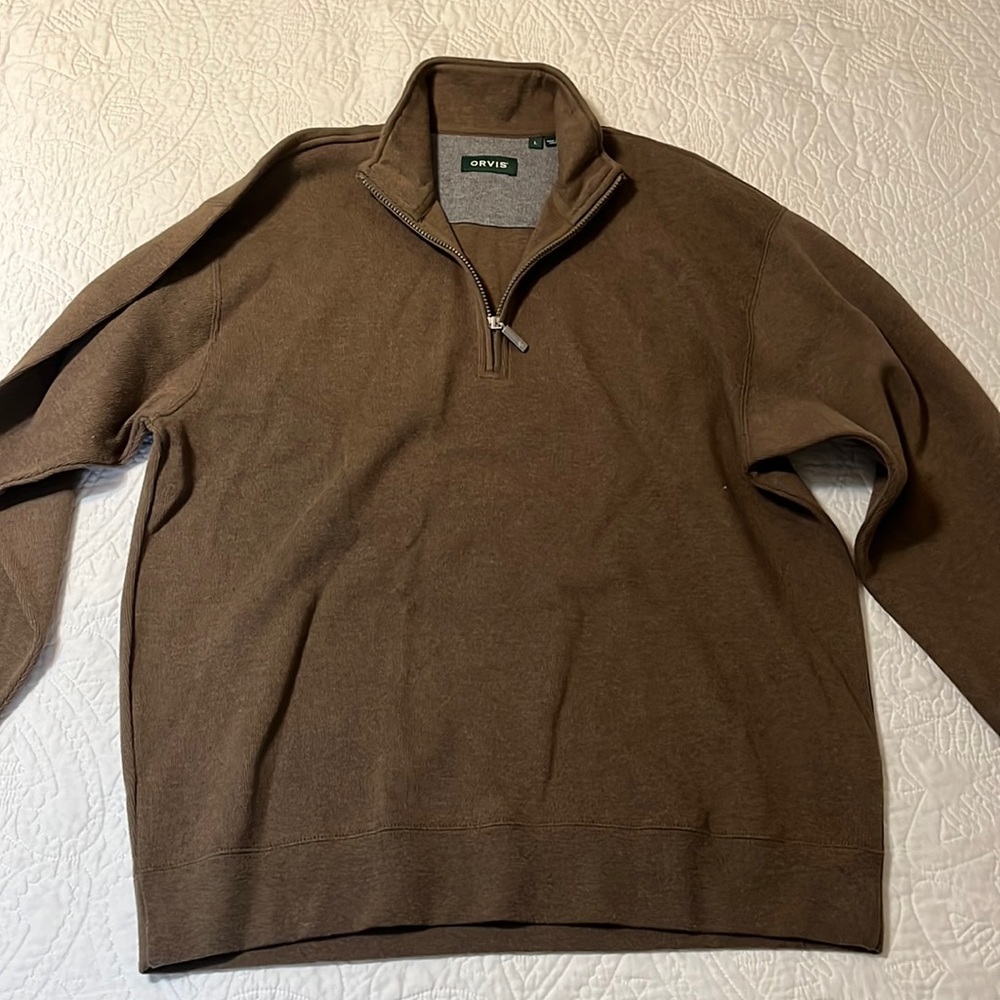 Orvis merino wool quarter zip sweater